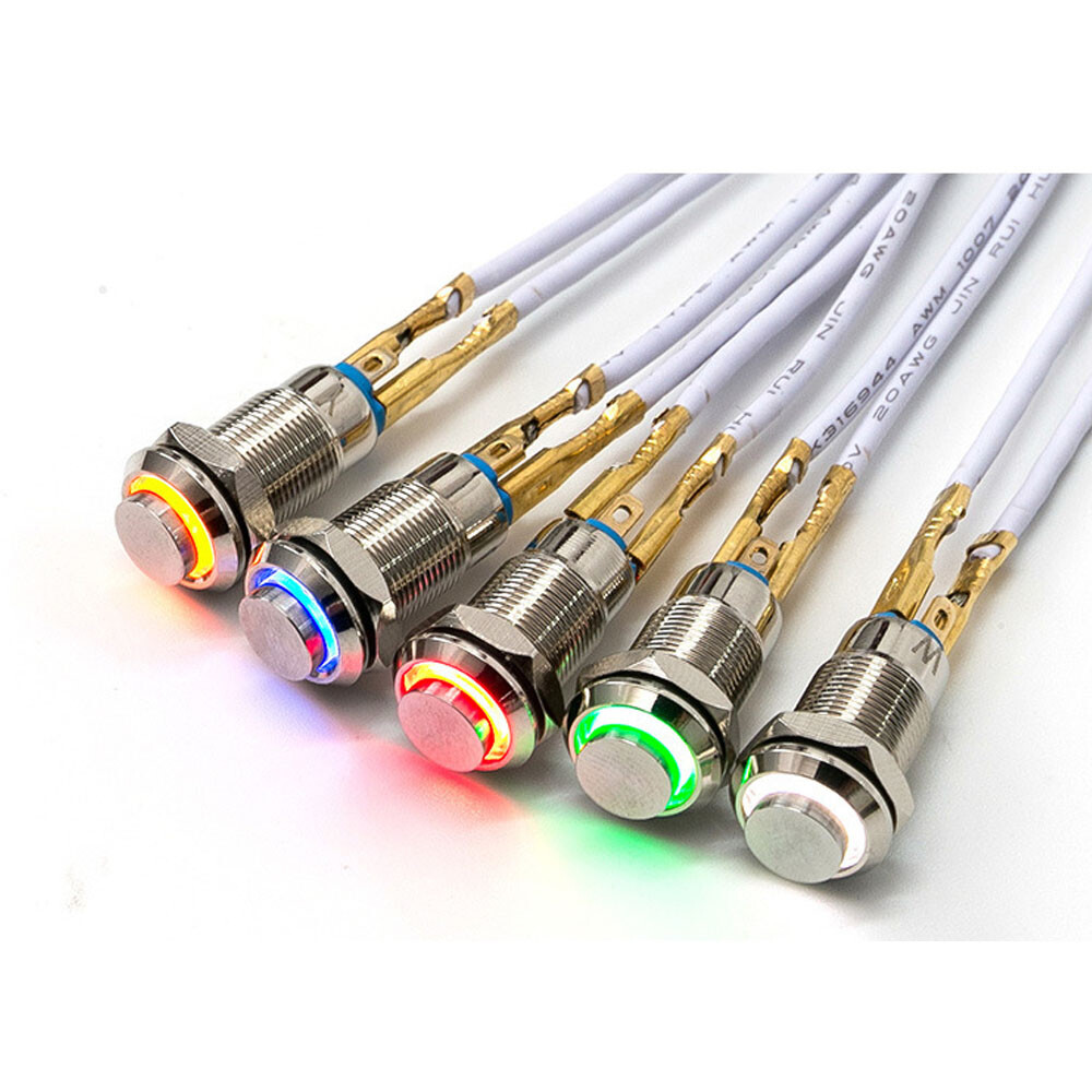 2x 8mm Small Metal Push Button Switch 4-Pin LED Latching/Self Locking Waterproof