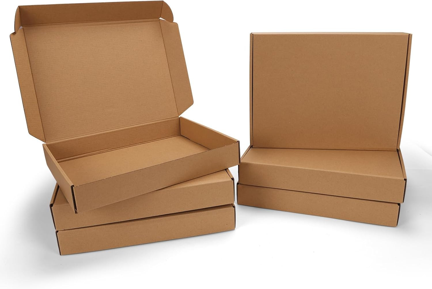 13x10x2 Inch Cardboard Shipping Boxes – 6 Pack, Easy Assemble, Brown Mailers