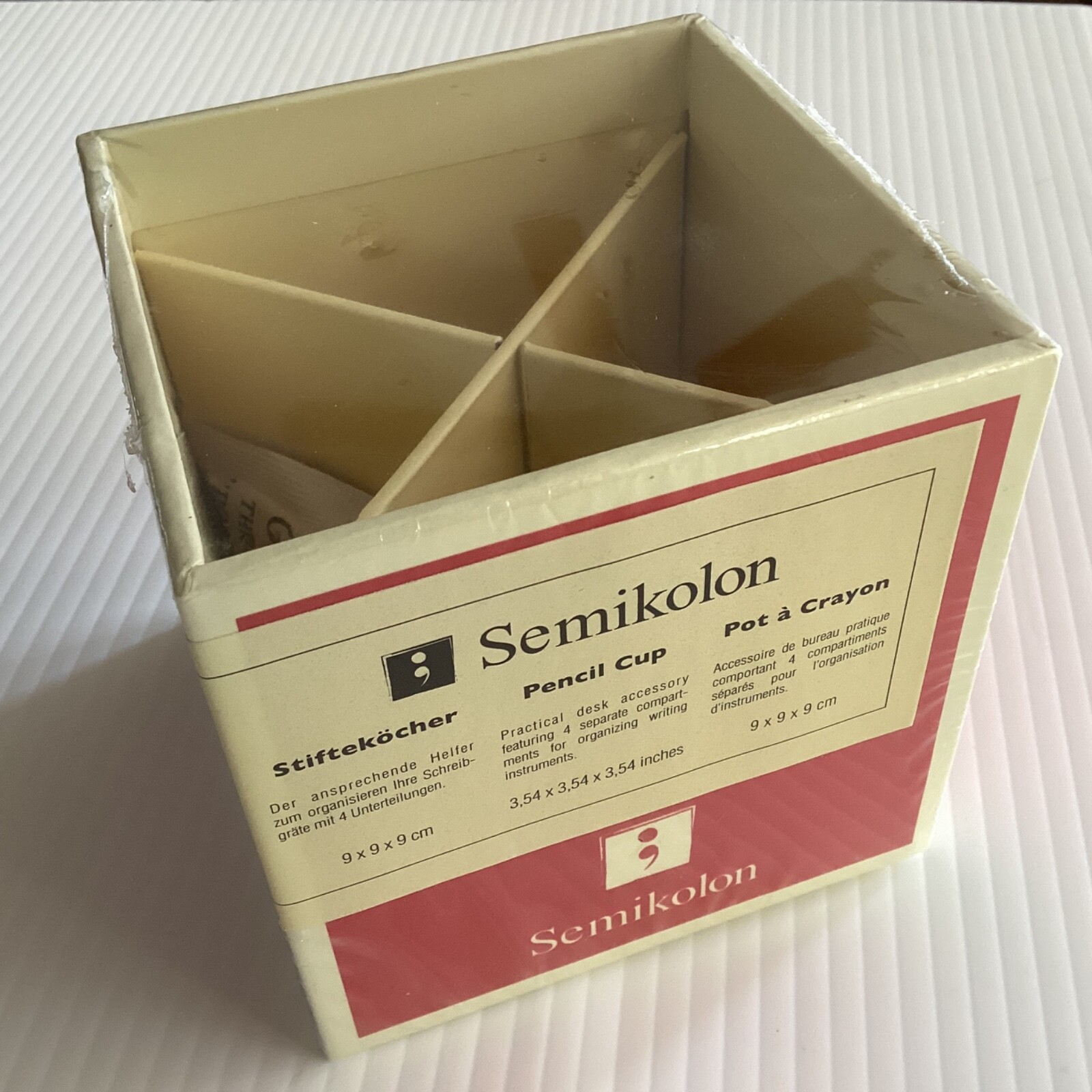 Semikolon PENCIL CUP Red PEN BOX 3.54” Desk Organizer 4 COMPARTMENTS Sealed NEW