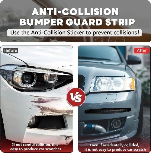 Black Bumper Guard Strip 4 Pack – Anti-Collision Patch Protector for Front and R