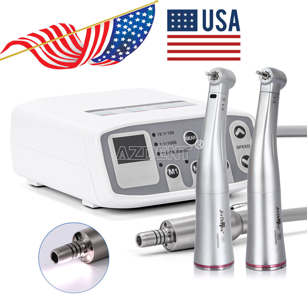 Dental LED Brushless Electric micro motor/1:1/1:5 Fiber Optic Contra Handpiece