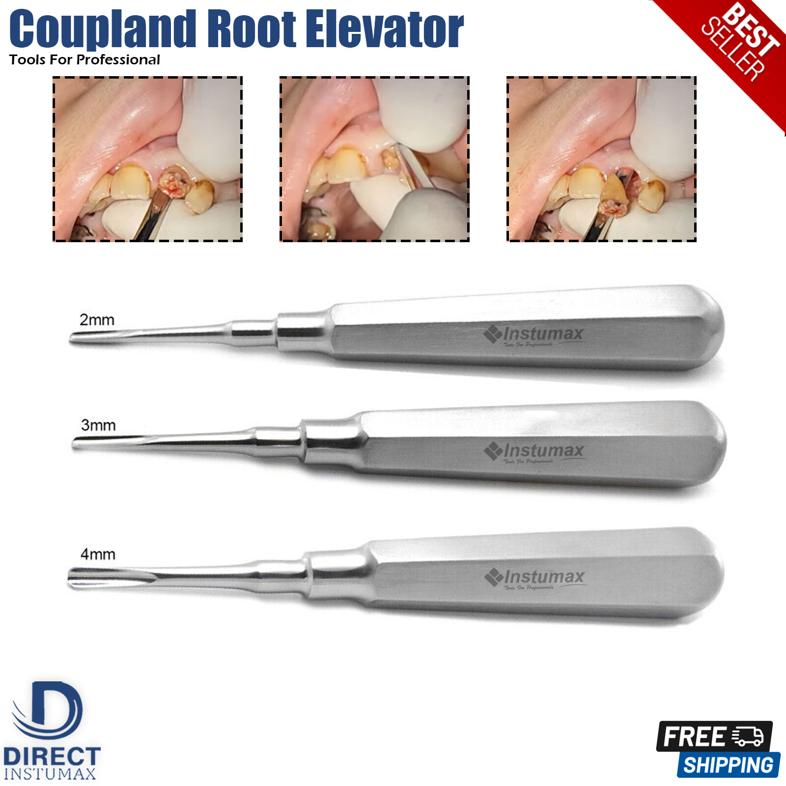 INSTUMAX Dental Elevators Tooth Extraction Luxating Root Tip Implant Surgical CE