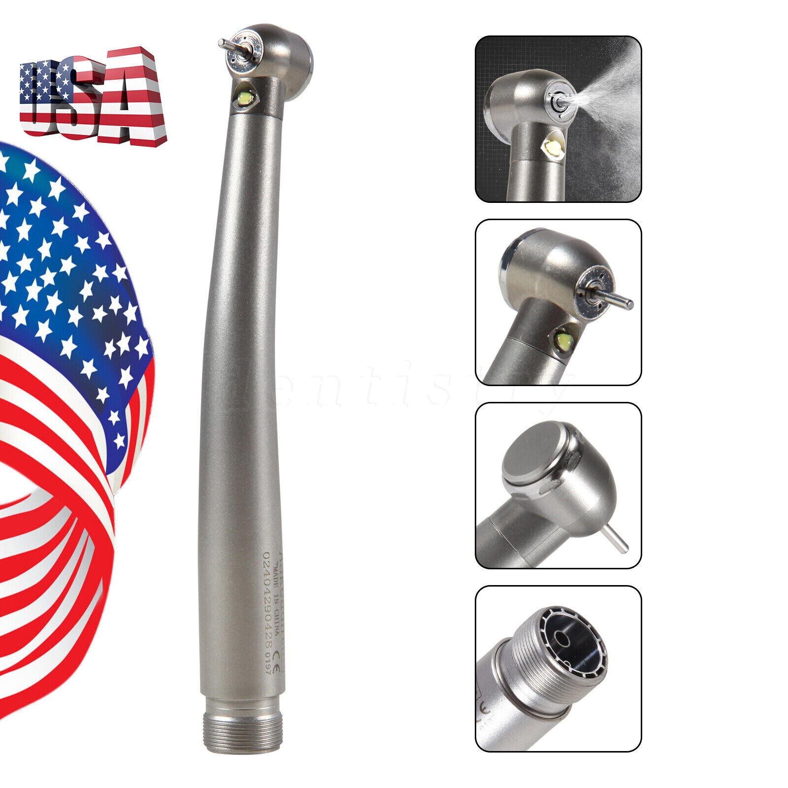Dental Integrate LED E-generator High Speed Handpiece Stainless Body Push 2 Hole
