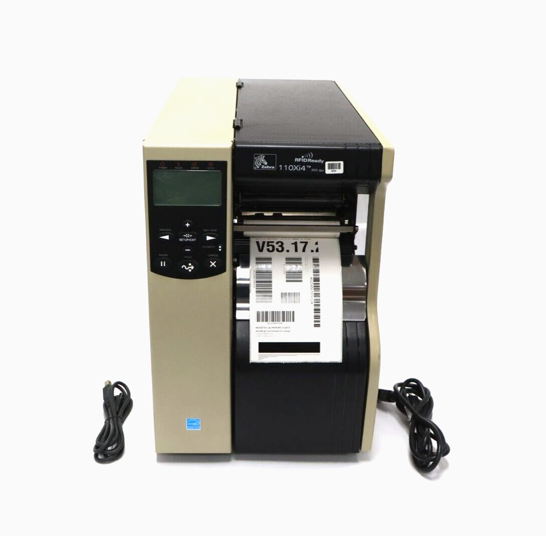 Zebra 110XI4 112-801-00000 Thermal Transfer Barcode Label Printer w/Power Cable