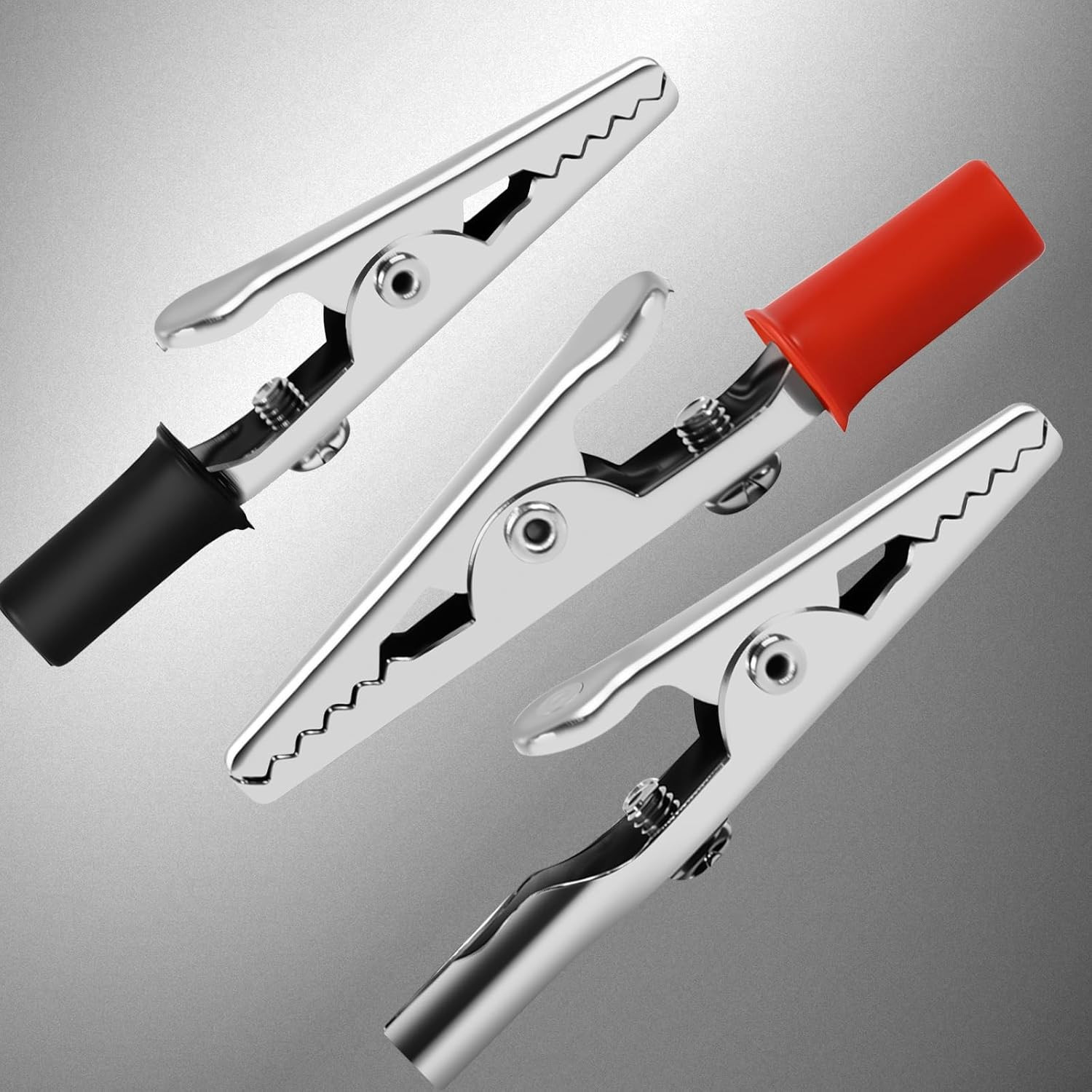 50PCS Small Alligator Clips Electrical Test Clamps with Plastic Hands – Red and