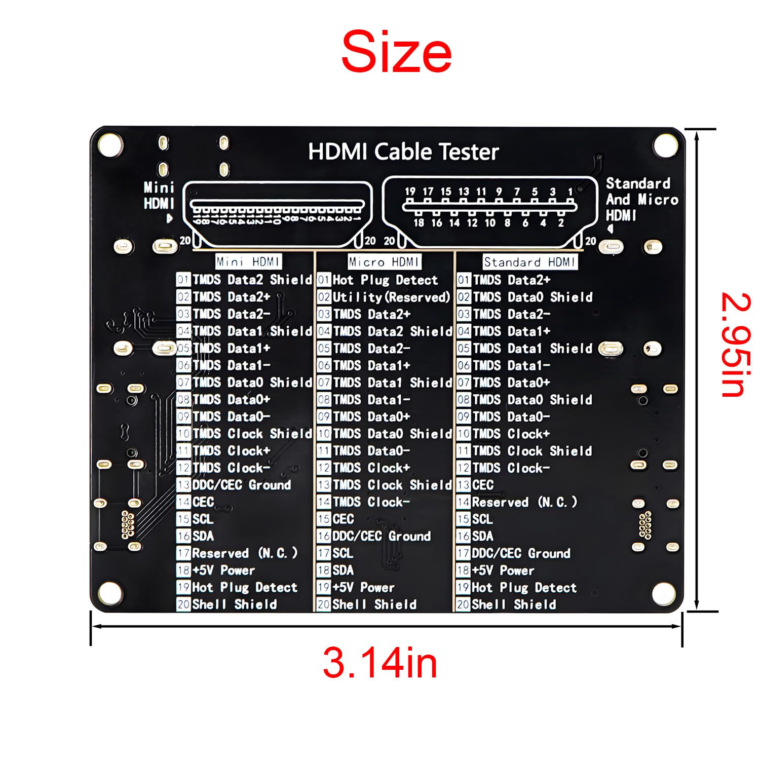 Cable Tester Board for HDMI Cable Tester Checker 20 LED Light Status Indictor