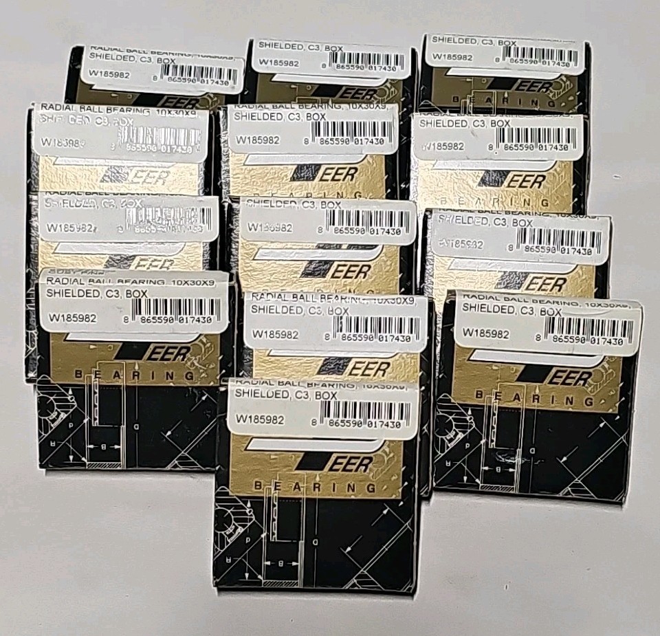 Lot Of 13 New 6200-ZZD-C3 – PEER BALL BEARING – RADIAL 10X30X9 W185982