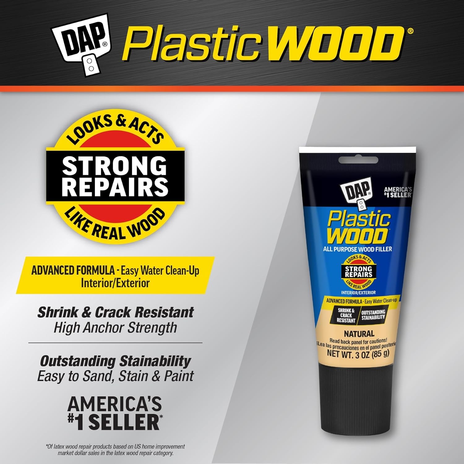 DAP 580 Series 00580 3oz Natural Latex Plastic Wood, 3 OZ