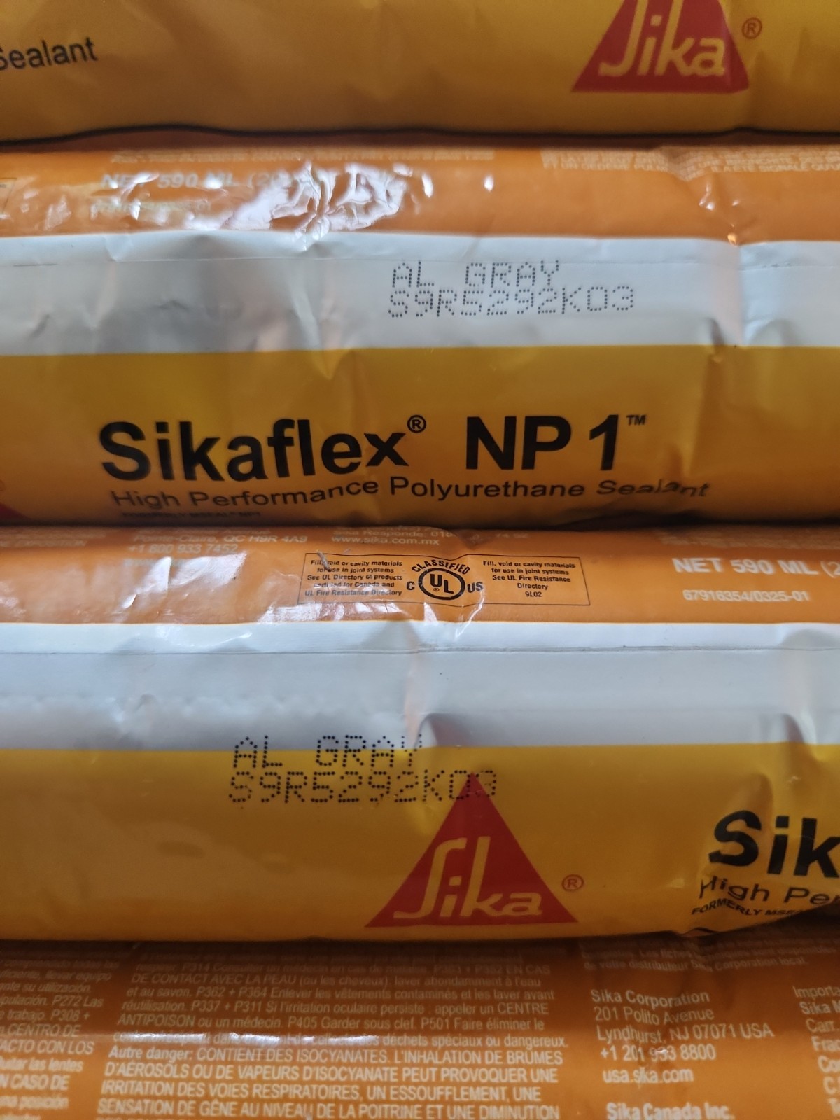 LOT OF 9 Sikaflex NP1 Polyurethane Sealant 20 Oz Sausage, Aluminum Gray