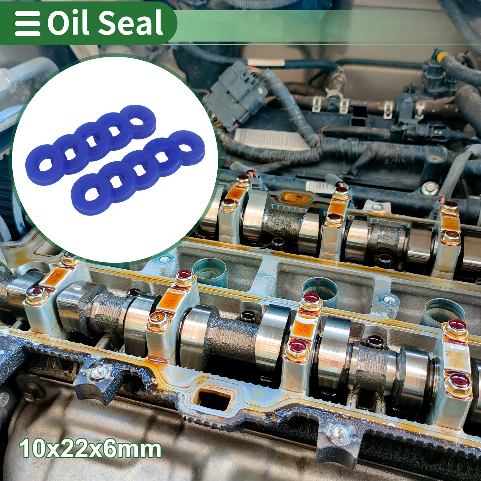 Oil Seal Seal Ring Rotary Shaft Seal TPU 10x22x6mm High Pressure Blue 10 Pcs