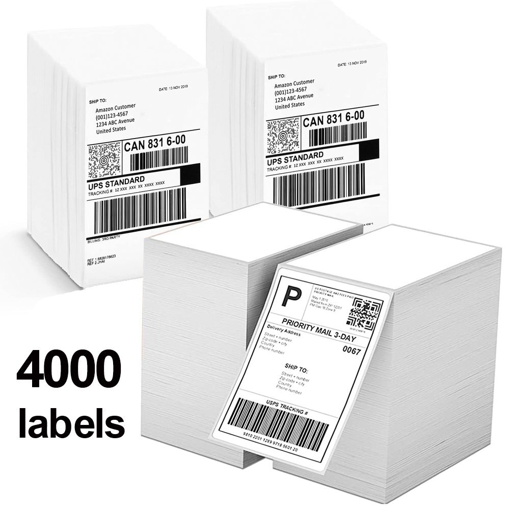 4000 Fanfold 4″x6″ Direct Thermal Shipping Labels for Zebra and Rollo Printers