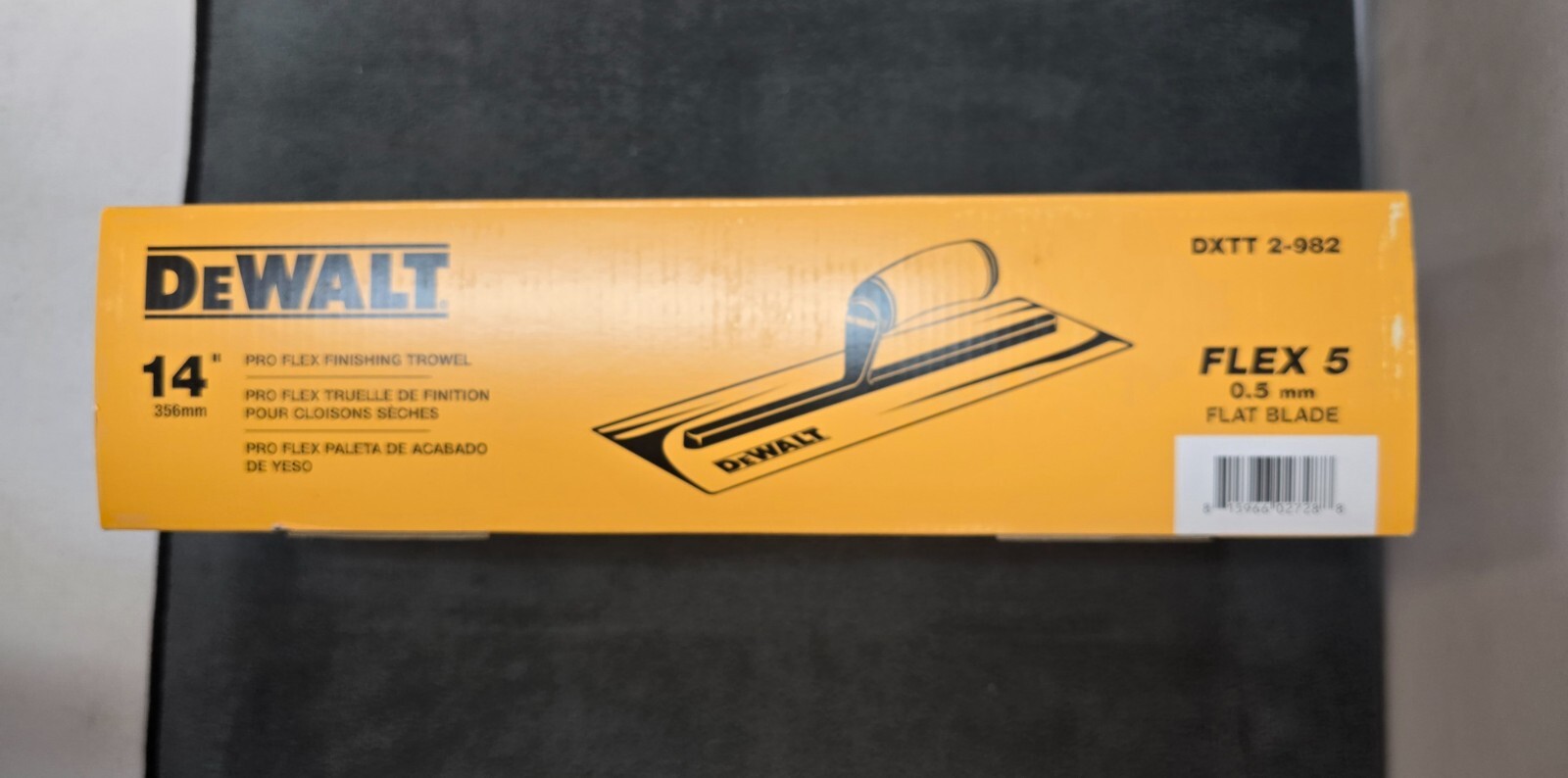 Dewalt 14 in. Stainless Steel Blade Drywall Finishing Trowel, Leather Handle, Jo