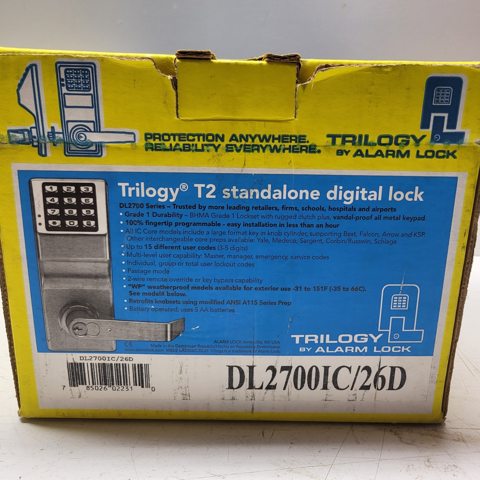 Trilogy by Alarm Lock DL2700IC/26D Digital Keypad Privacy Lock NEW Open box