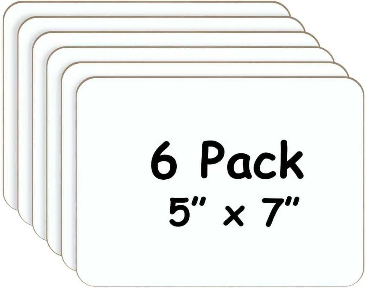 6-Pack Small Whiteboard Dry Erase Boards, 5″x7″ Mini Lapboards for Students &