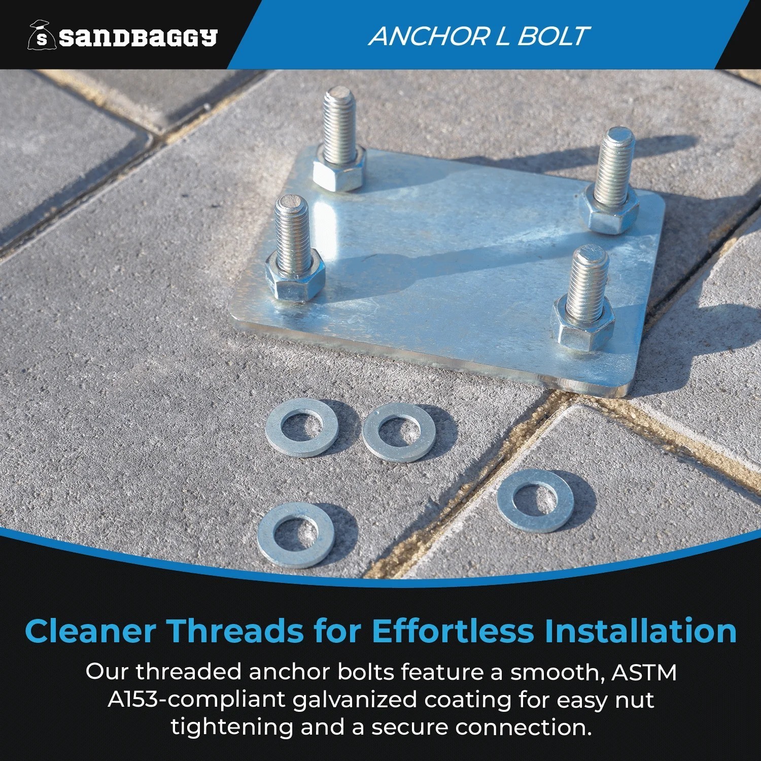Sandbaggy 1/2″ x 8″ Threaded Concrete Anchor L-Bolts – Hot Dipped Galvanized