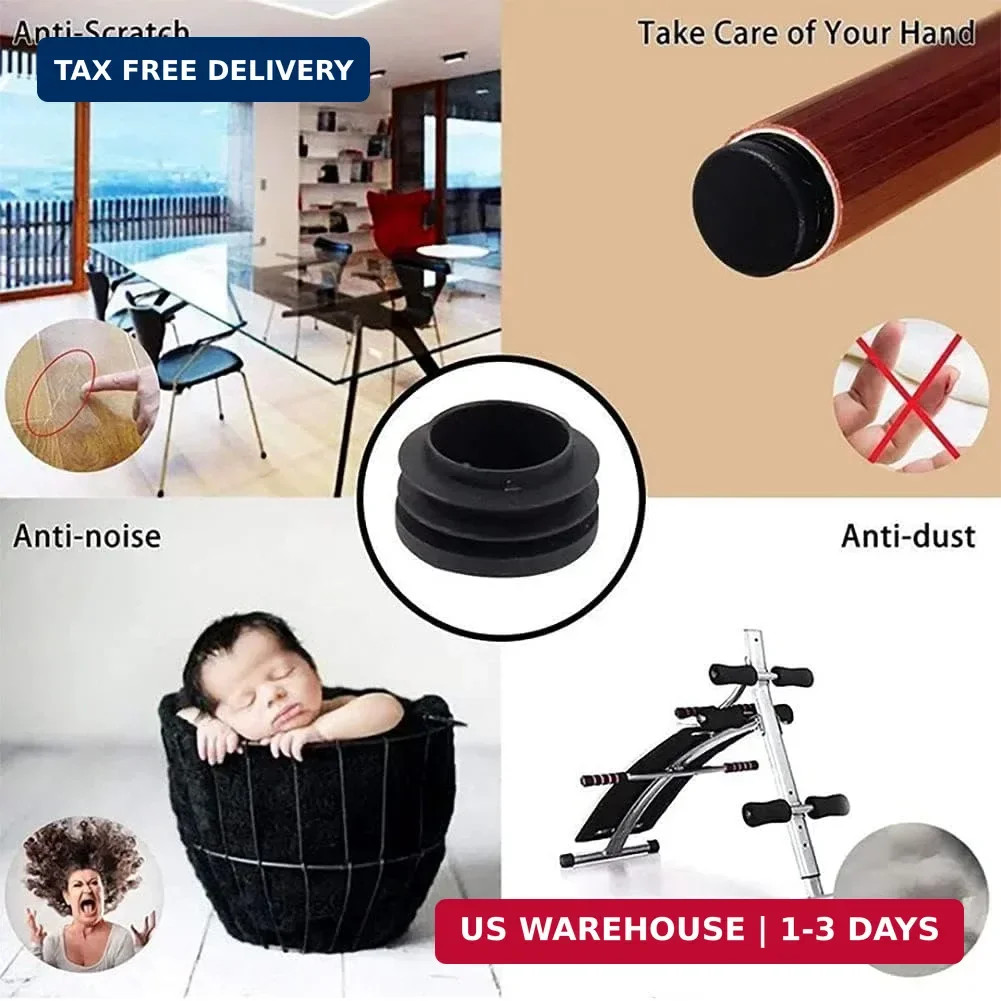 Round Plastic Plug, Black Tubing End Cap Plug Chair Glide Round Pipe End Cap Fur
