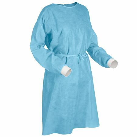 Non-Woven Isolation Gown with Knit Cuff Fluid Resistant Blue Size Large 10pcs/pk