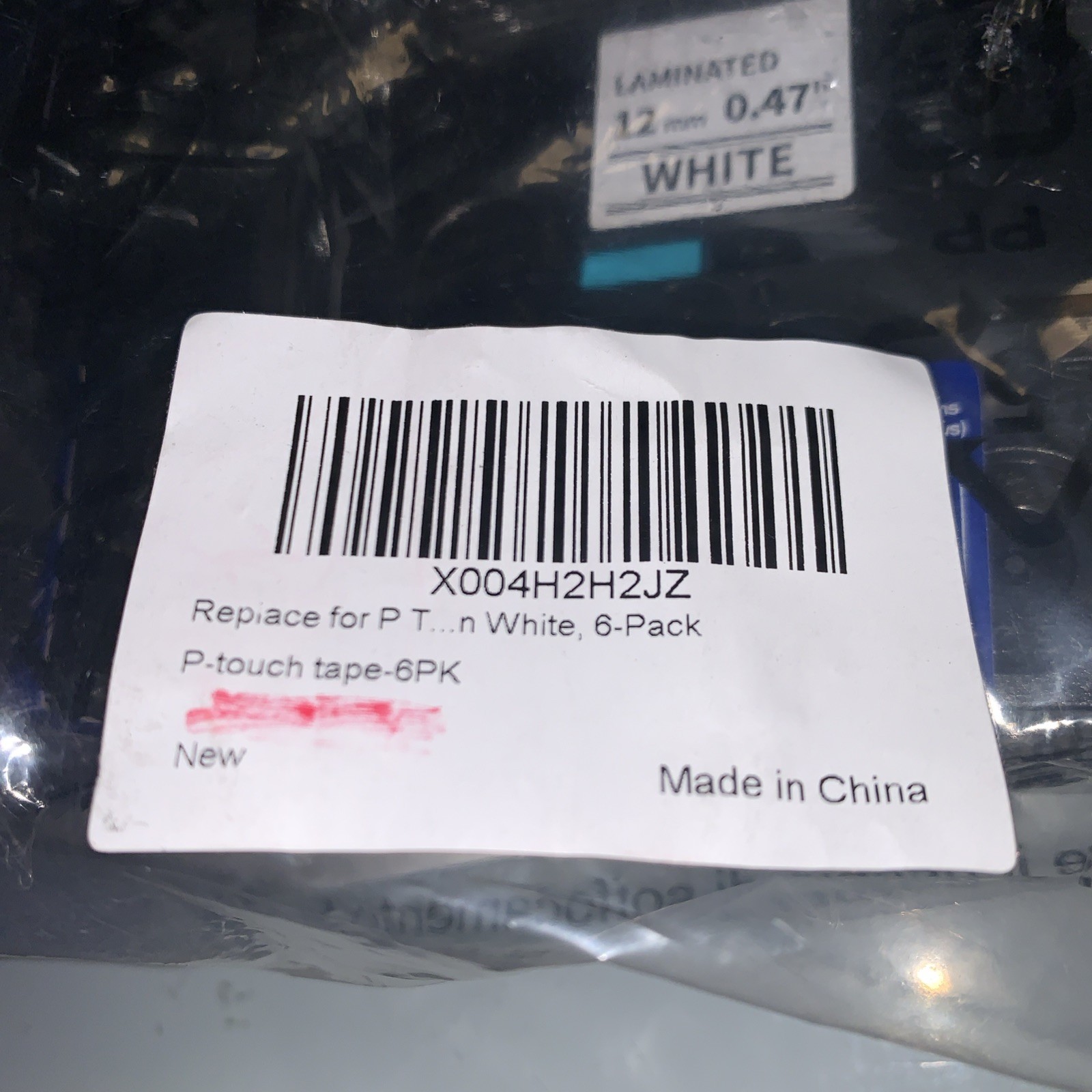For Brother Label Maker Tape Laminated White Tape Replace12mm 0.47 6 packs