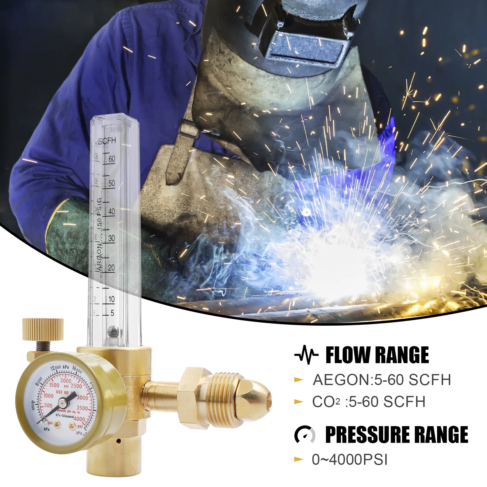 Mig Tig Flow Meter Regulator Argon CO2 Gas Welder Welding Weld Regulator Gauge