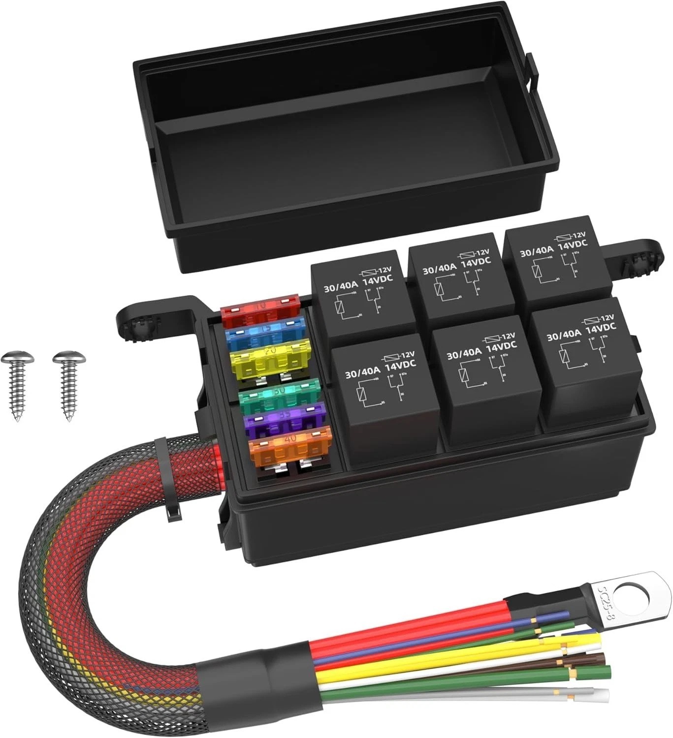 Automatic Operation 12V Relay Box – 6 Way Waterproof Panel with Fuses Included