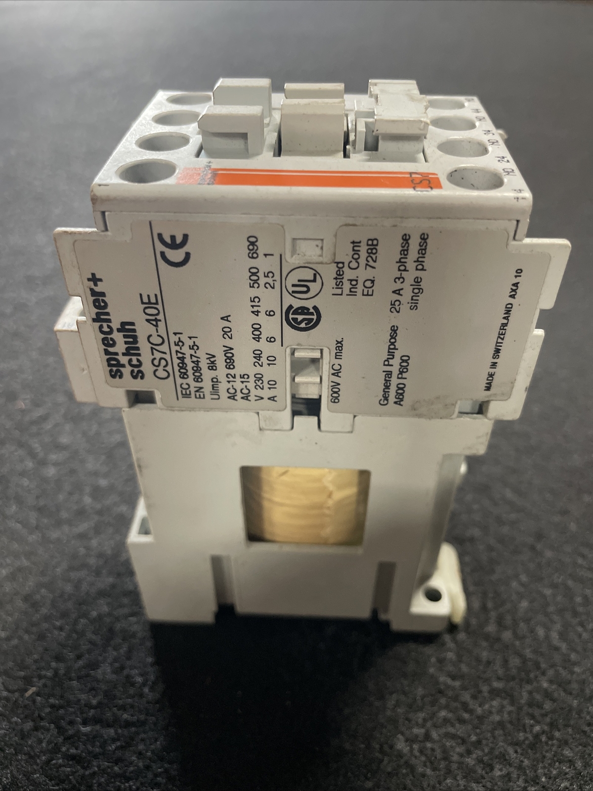Sprecher + Schuh CS7C-40E 24 VDC Coil Relay CS7C40E CS7 40E CRD7-250 (st331)