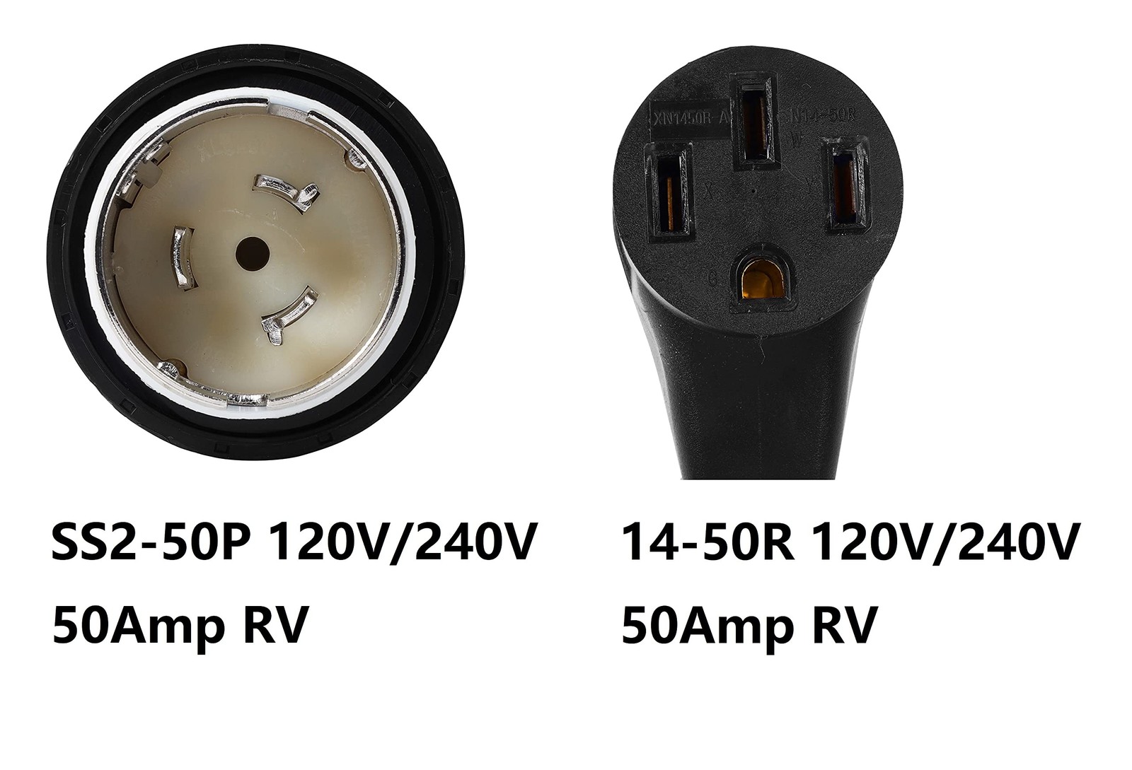 ONETAK NEMA SS2-50P to 14-50R 50 Amp Marine Shore Twist Lock Power Cord Adapter