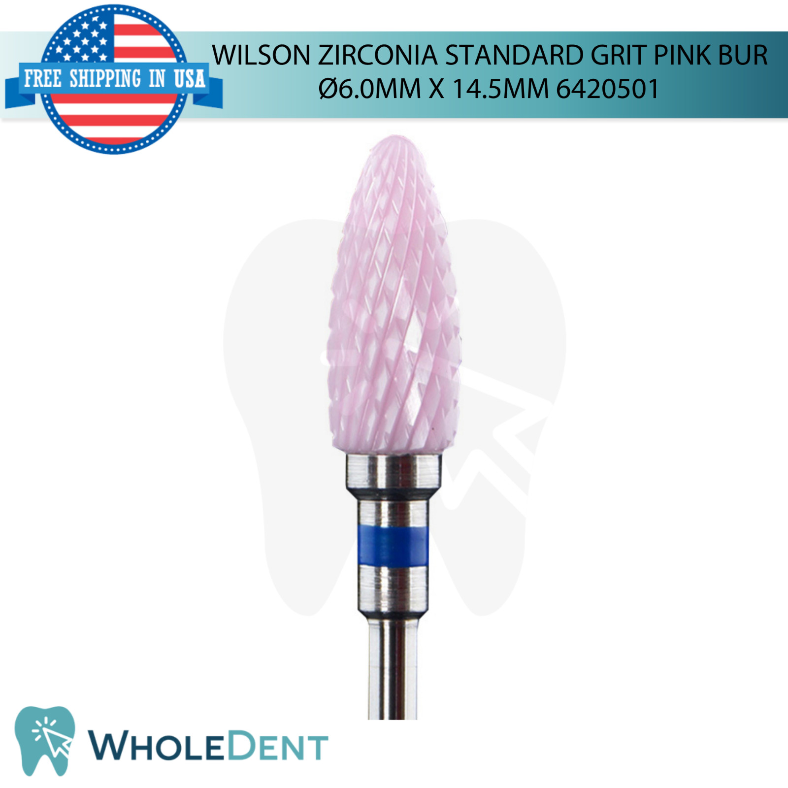 Cross Cut Standard Zirconia Pink Bur Ø6.0mmx14.5mm 6420501 Dental Lab