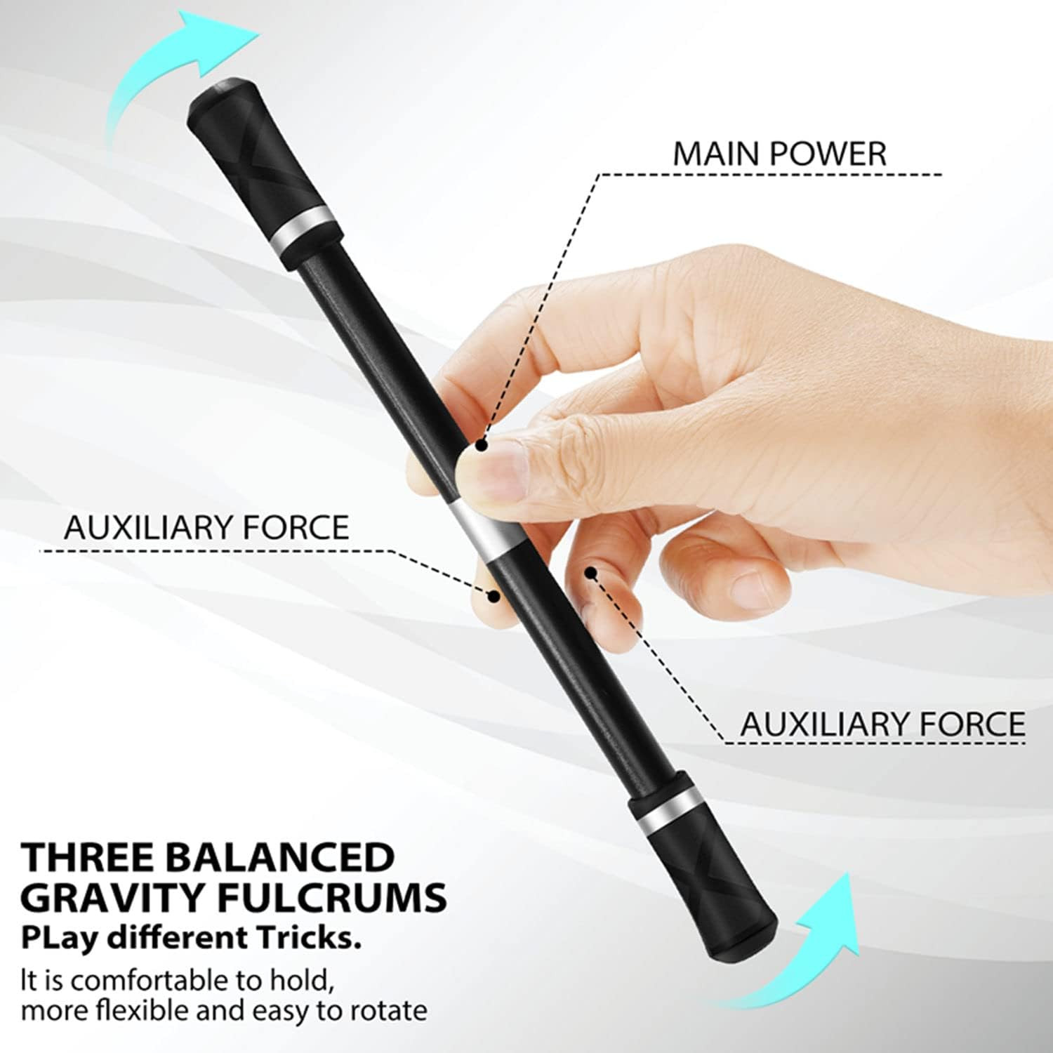 4 Pieces Pen Spinning Mod – Silver, Black, Red, Blue, Office Supplies