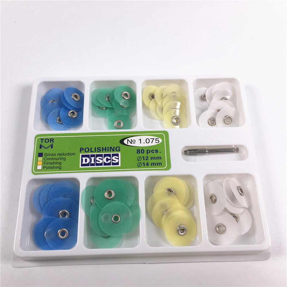 80pcs Dental Polishing Polishing Discs Universal Kit Disc Mandrel TOR No. 1.075