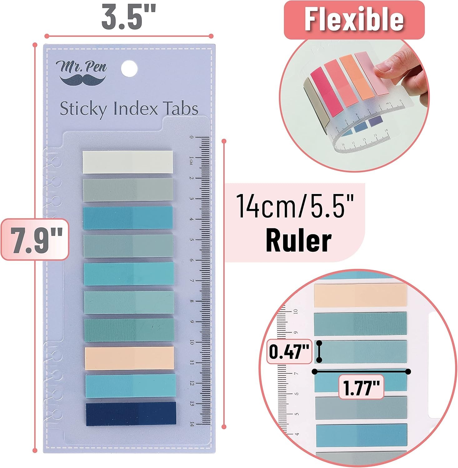 Colorful Sticky Tabs, 1600 Pcs, Transparent Page Markers, Annotating Book Tabs