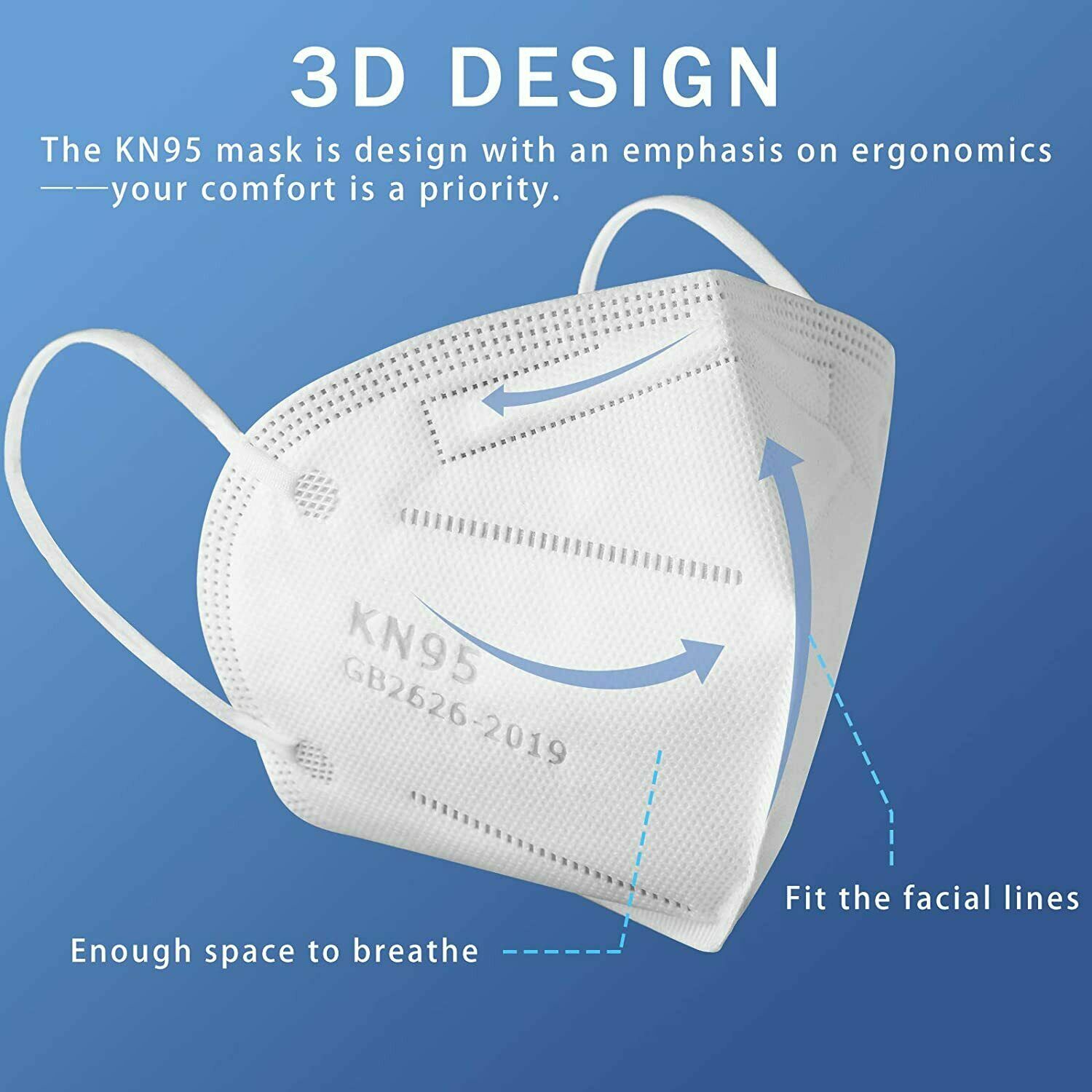 50 / 100 Pcs KN95 Protective 5 Layers Face Mask BFE 95% PM2.5 Disposable Masks