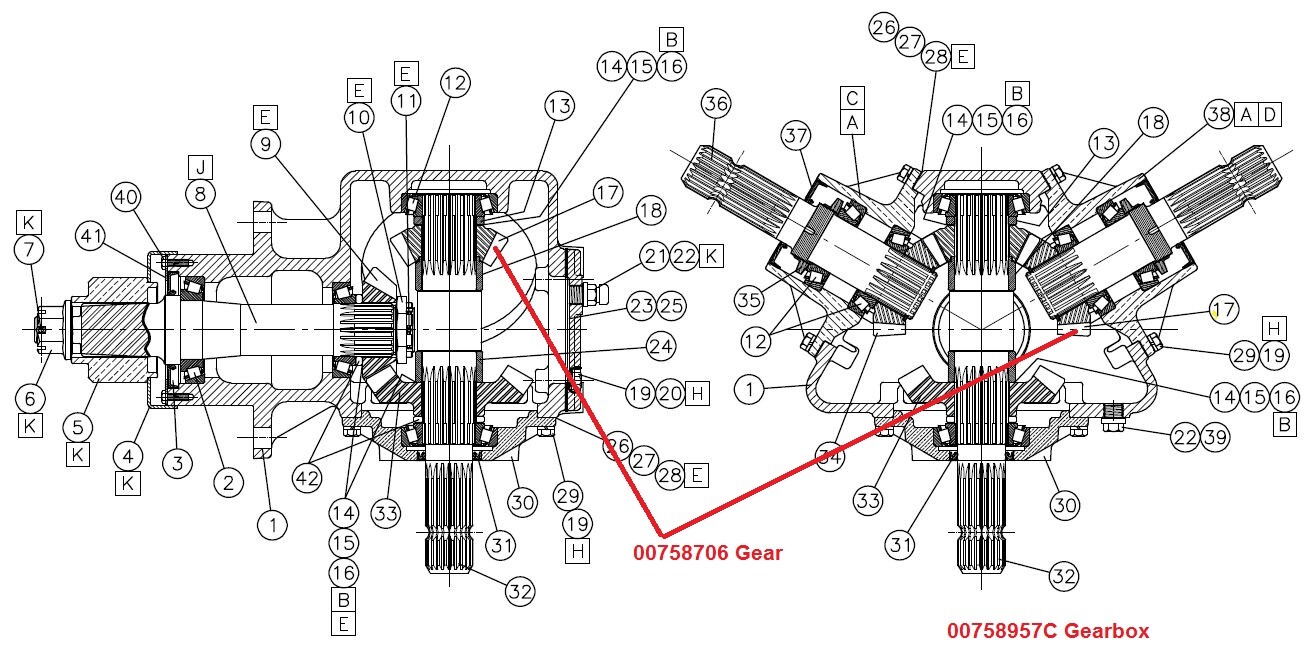 Rhino 00758706 & 00770423 gear 17 tooth for gearbox 00758957, 00758207 SE15 -018