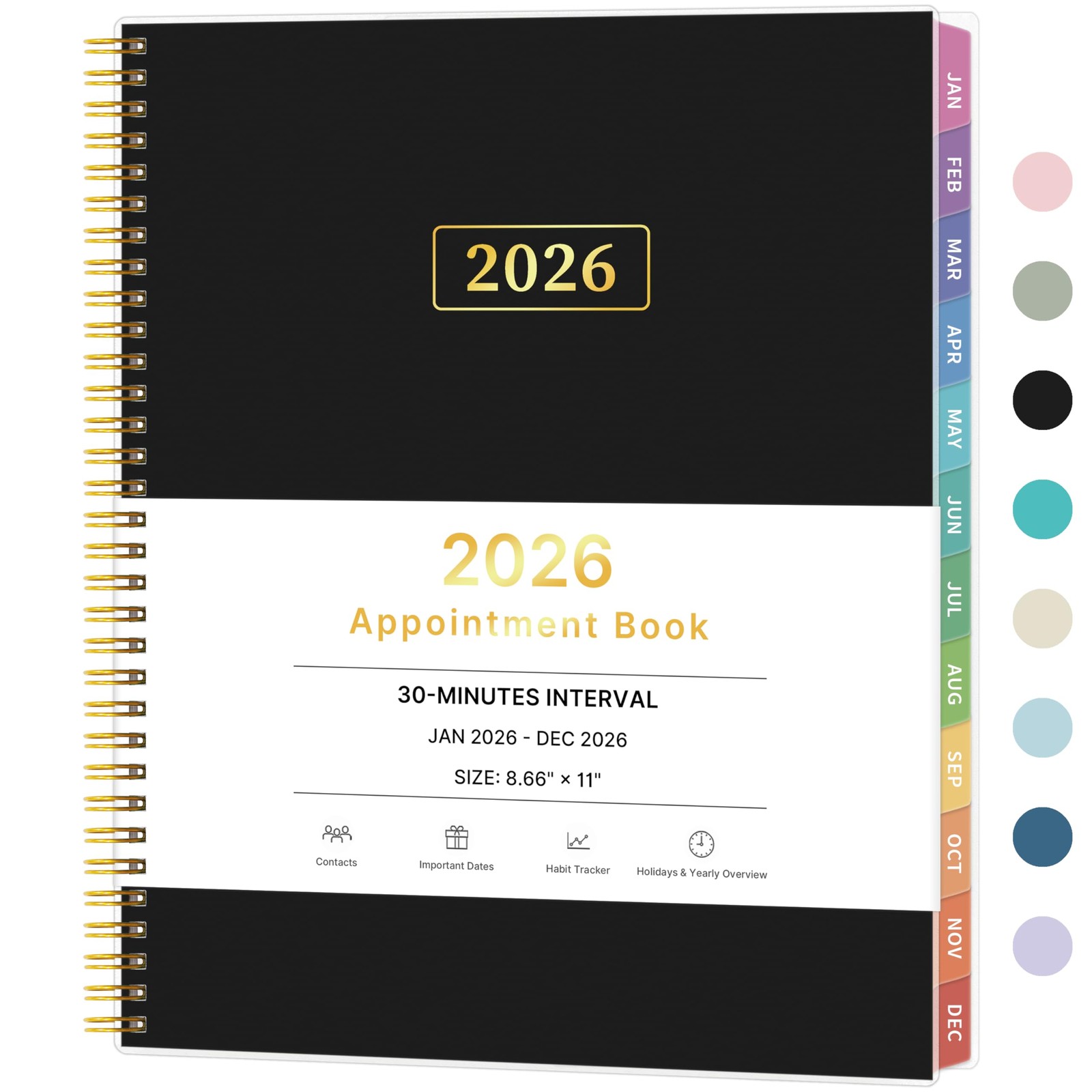 2026 Appointment Book, 30 Minutes-Hourly, Weekly ＆ Monthly Calendar Planner 2026