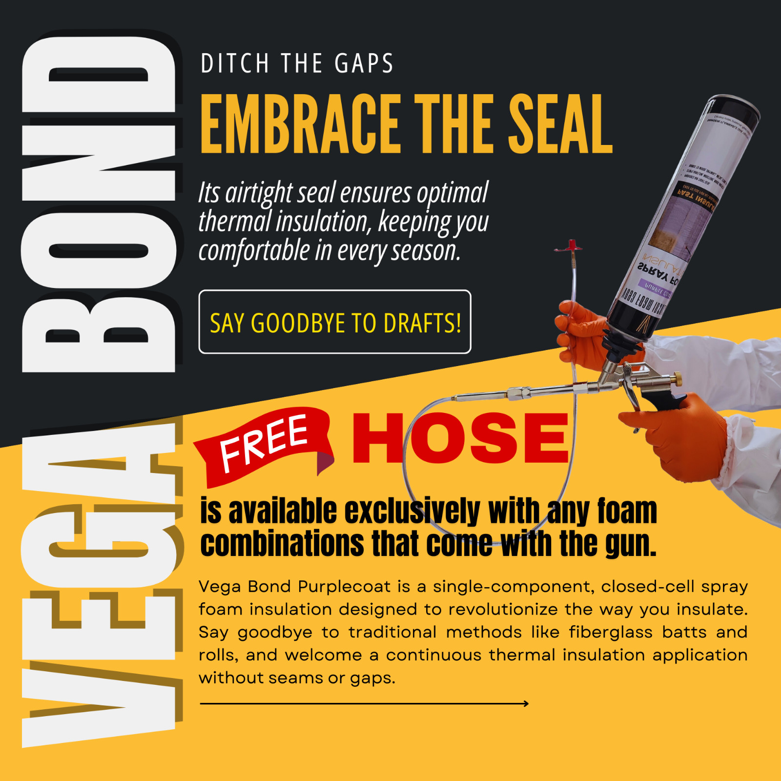 Vega Bond Purplecoat Single Component Spray Foam Insulation 24-Pack Set-480BF
