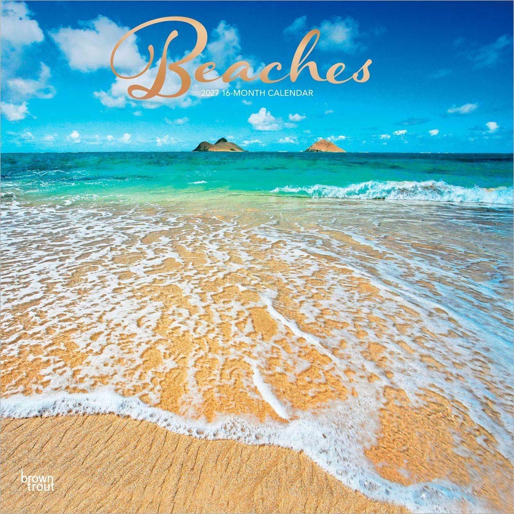 Beaches | 2027 12×24″ (Hanging) Monthly Square Wall Calendar | Plastic-Free