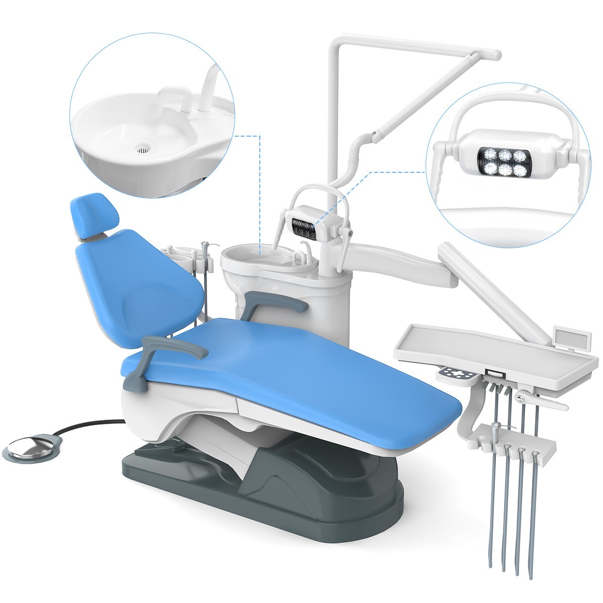 110V Dental Unit Chair Computer Controlled DC Motor PU Leather & Stool CE FDA