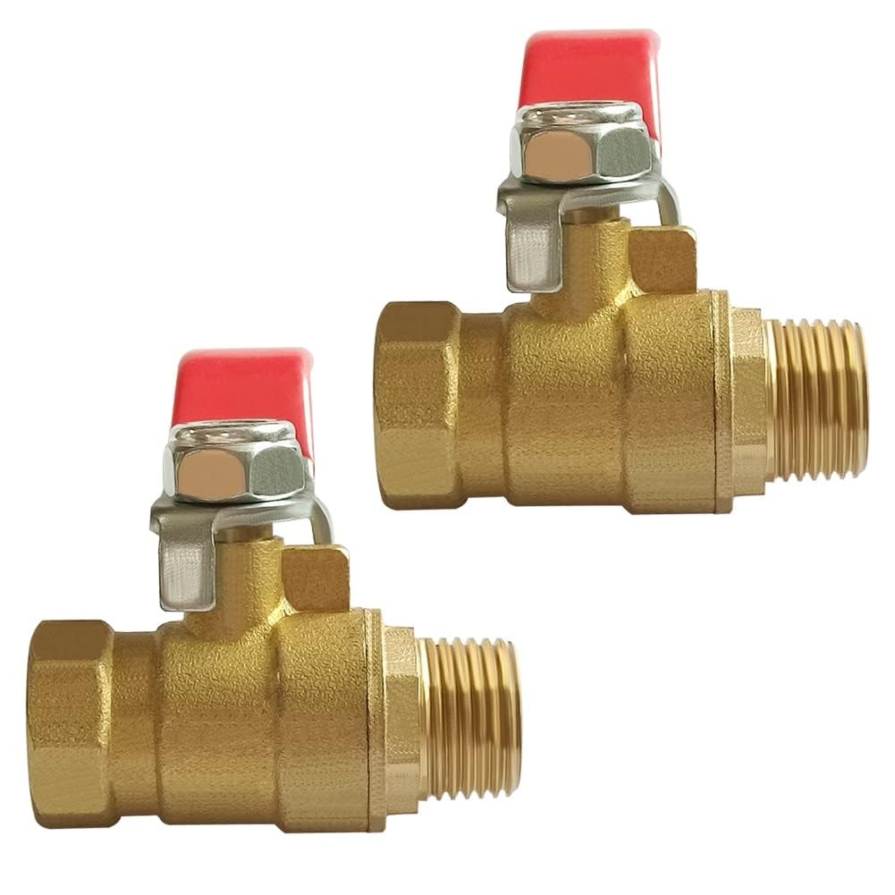 Brass 3/8 Inch NPT Female x 3/8 Inch NPT Male Ball Valve AntiRust 2 PCS