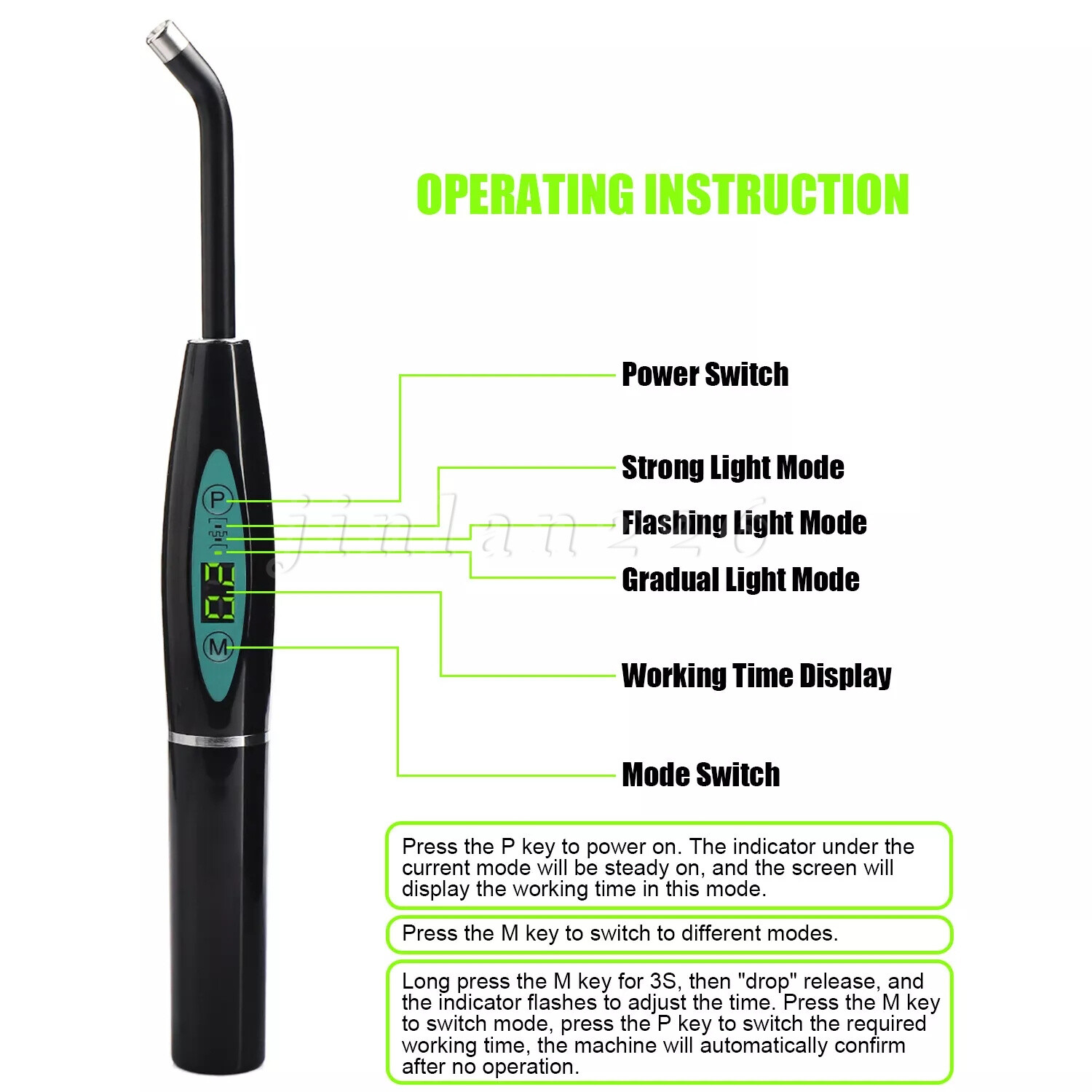 Dental Wireless Cordless LED Cure Curing Light Lamp 1500mw 5W Tool Resin Cure US