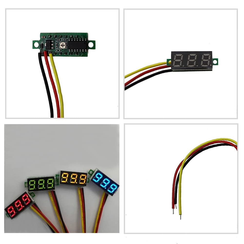 0.28 Inch ThreeLine Voltage Meter Mini LED Digital Voltmeter Gauge Blue, 8 Pack