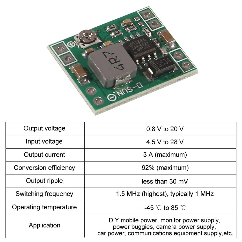Mini MP1584EN DC-DC Buck Converter Adjustable 24V to 12V 9V 5V 3V 8 Pack