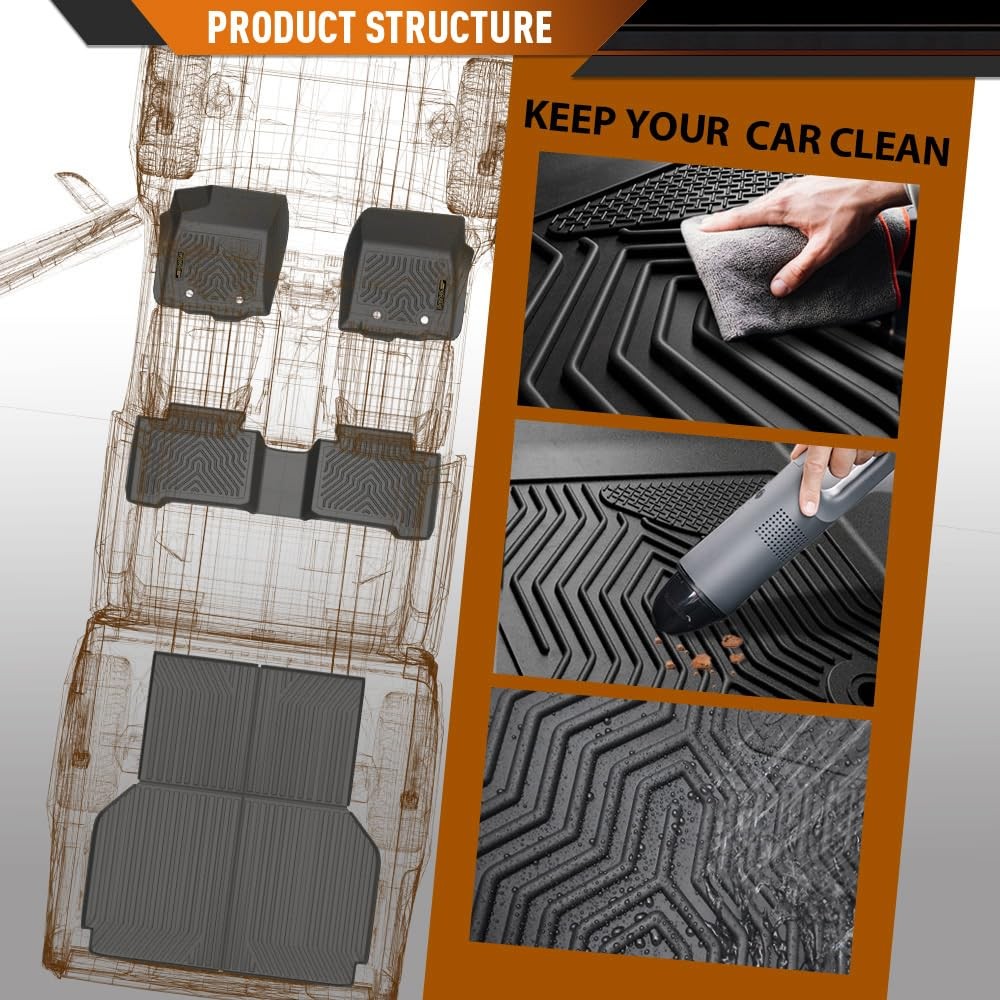 TPE Floor Mats 3PCS for Volkswagen Tiguan 2018-2023 All-Weather Black