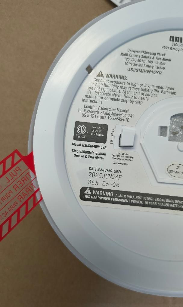NEW USI/SM/HW10YR 2-IN-1 Smoke & Fire Alarm Hardwired + 10 Yr Battery Free Ship