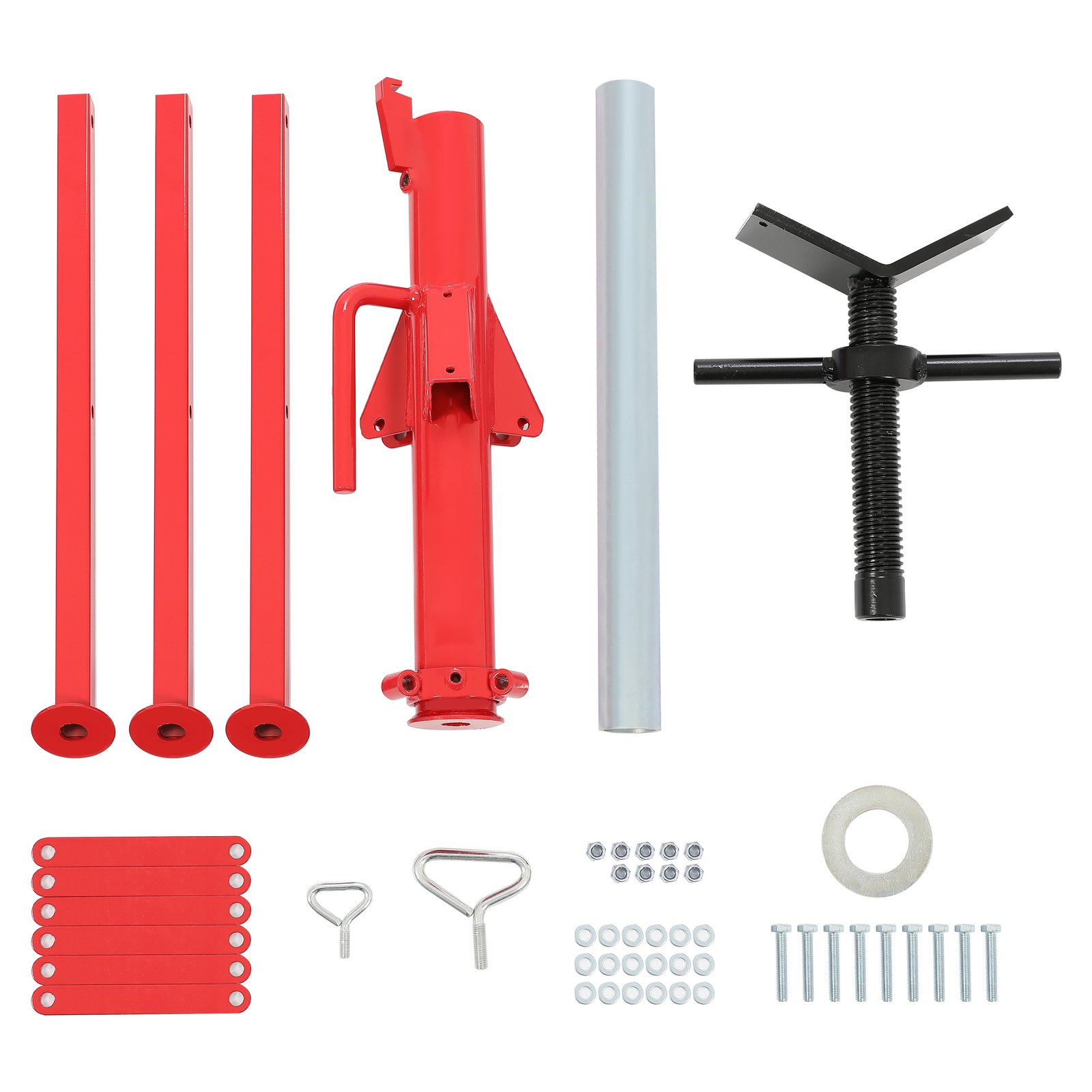 V-Head Pipe Stand Folding Tripod Jack 28″-52″ Height 12″ Pipe 2500LB Steel Red