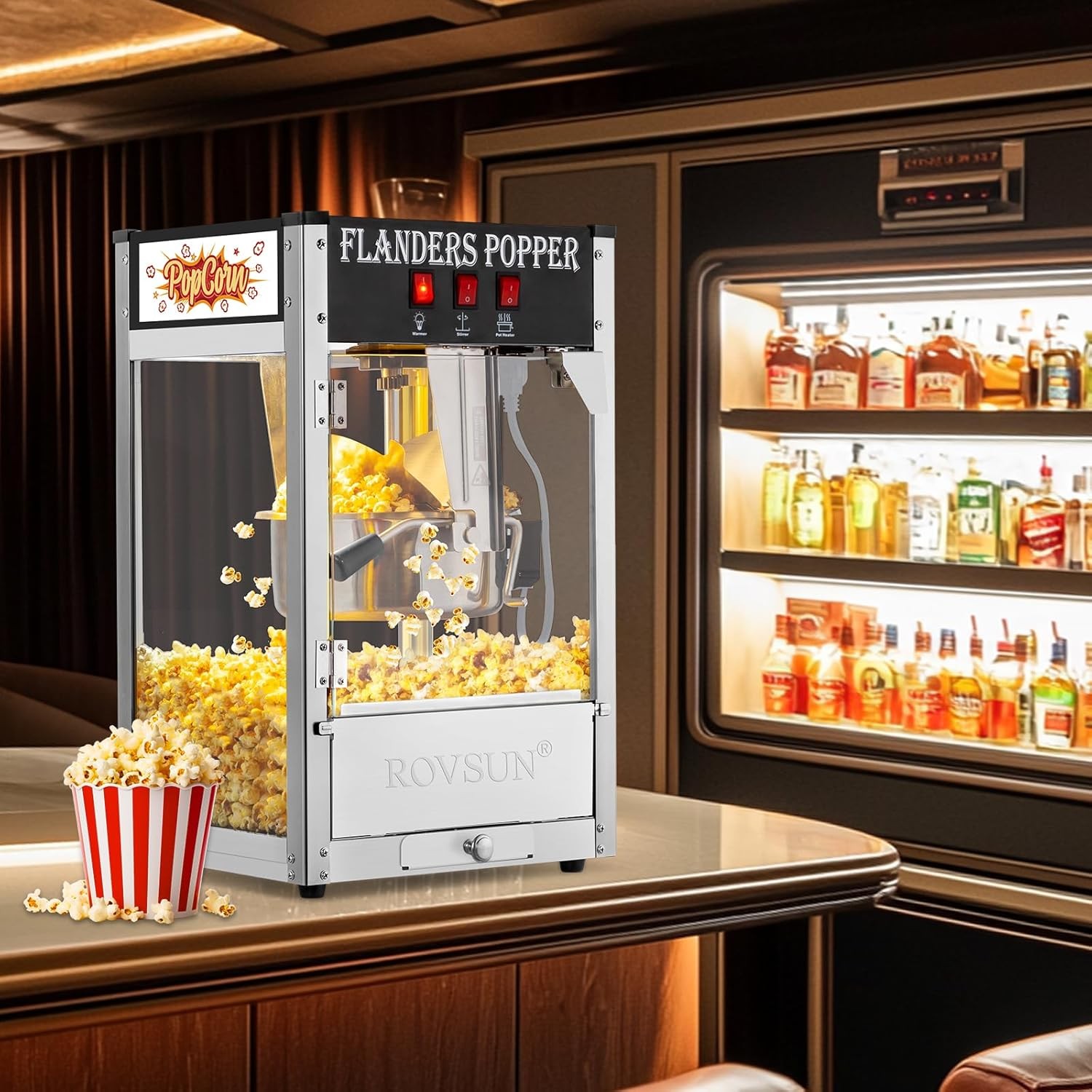 ROVSUN Commercial 8OZ Popcorn Machine Countertop Maker Vintage Style 850w Black