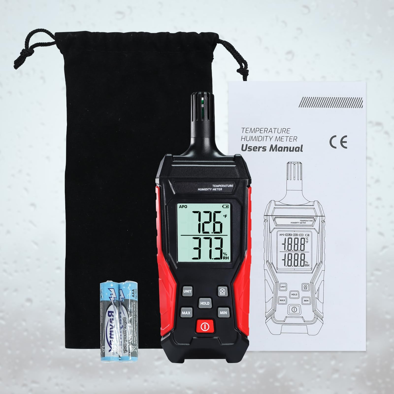 Humidity Temperature Meter, High Precision Digital Psychrometer HVAC with Amb