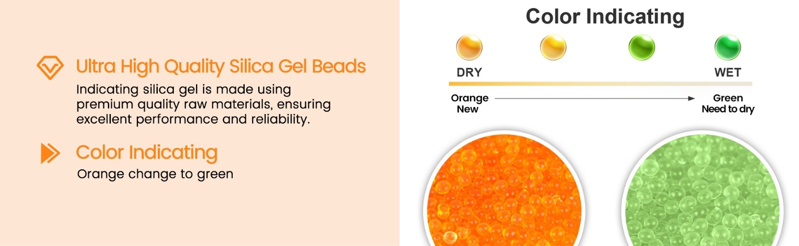 5 LBS Adsorbco Desiccant Beads, Indicating Silica Gel Beads (orange to green)