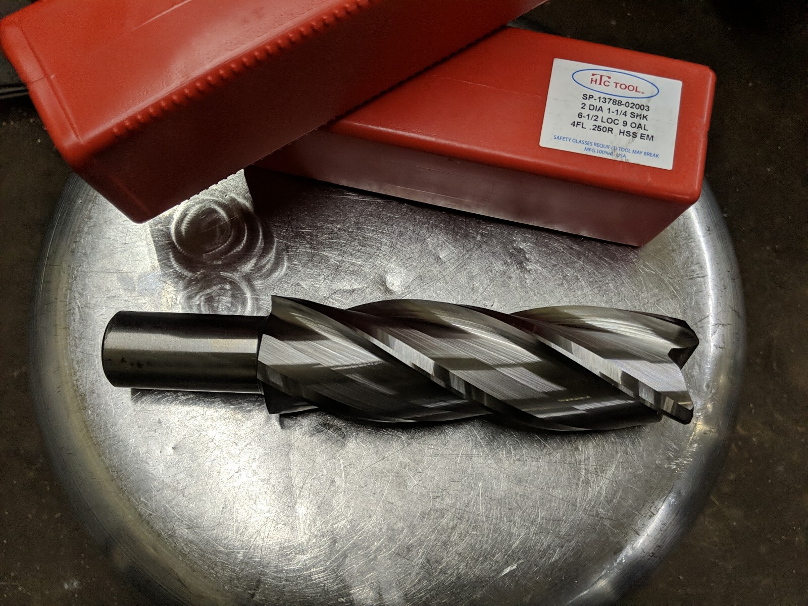 HTC 2 x 1-1/4 x 6-1/2 x 9 4FL flute .250R HSS EM END MILL