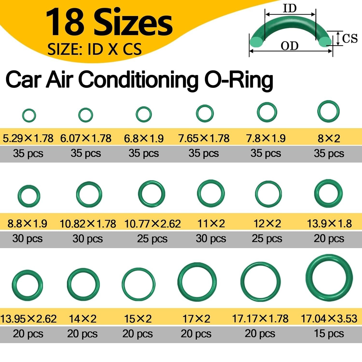 485 PCS Metric AC O Ring Kit – Automotive A/C System Seal Kit Compatible with…