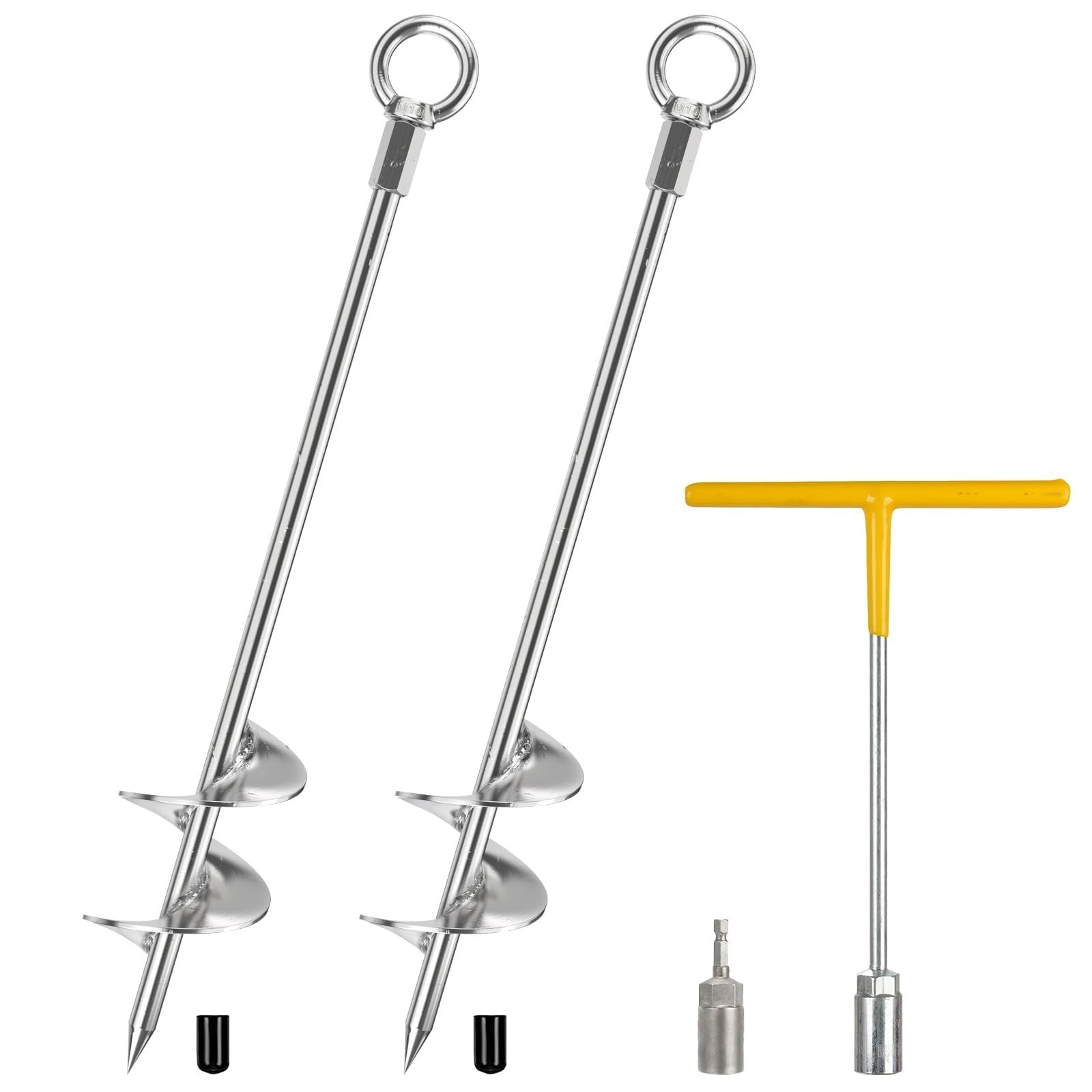 Ground Anchors Heavy Duty, 2 Pack Fully Welded Solid Steel Ground Anchors Scr…