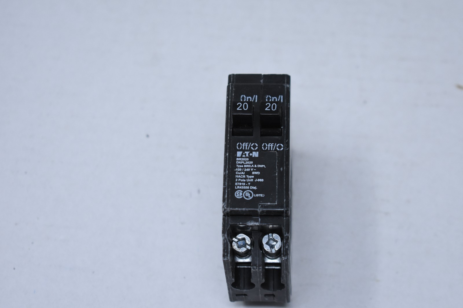 Eaton BR2020 20 Amp Double Pole 240V Plug-In Standard Trip Circuit Breaker